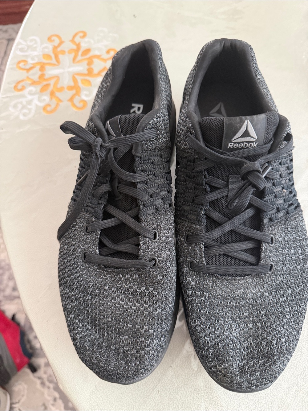 Reebok Men's Charcoal Black Knit Athletic Trainers